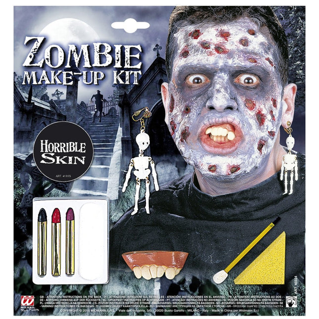 Halloween Schminkset Zombie 4 delig van Widmann koop je bij Partywinkel
