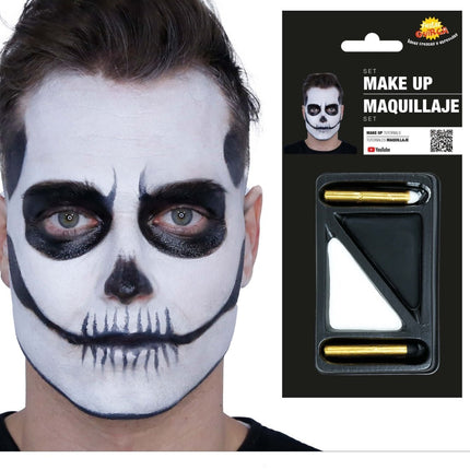 Halloween Schminkset Zwart Wit 4 delig - Partywinkel - 8434077157992
