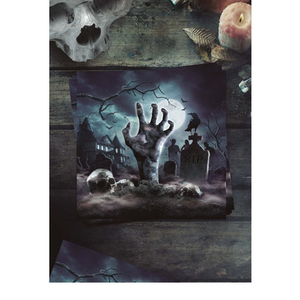 Halloween Servetten Kerkhof 33cm 12st van Fiestas Guirca koop je bij Partywinkel