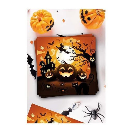 Halloween Servetten Pompoen 33cm 12st van Fiestas Guirca koop je bij Partywinkel