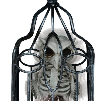 Halloween Skelet Uil In Kooi Met Licht, Geluid En Beweging van Fiestas Guirca koop je bij Partywinkel