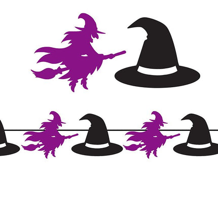 Halloween Slinger Zwart Paars Heksen 3m - Partywinkel - 8434077267974