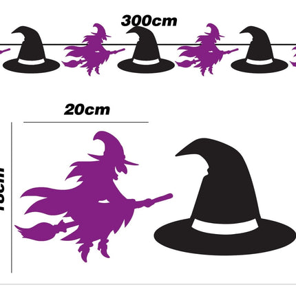 Halloween Slinger Zwart Paars Heksen 3m - Partywinkel - 8434077267974