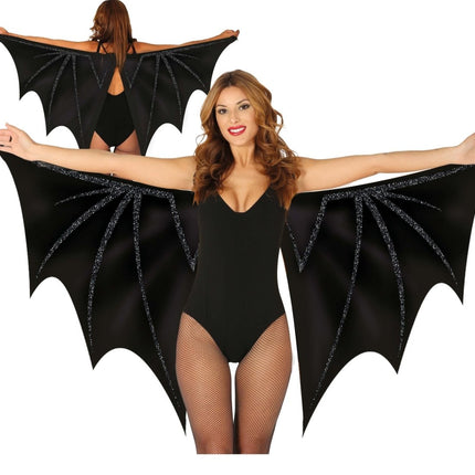 Halloween Vleugels Zwart Vleermuis 1,7m - Partywinkel - 8434077168806