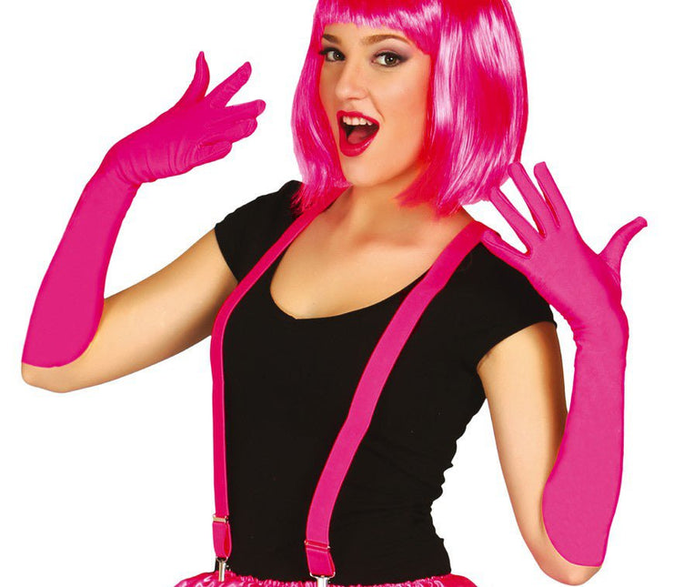 Handschoenen Fuschia 45cm van Fiestas Guirca koop je bij Partywinkel