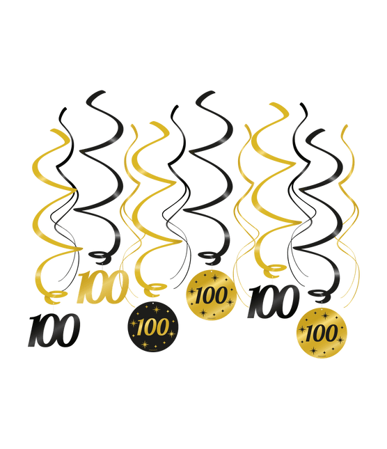 Hangdecoratie 100 Jaar 14cm 12st van Paper Dreams koop je bij Partywinkel