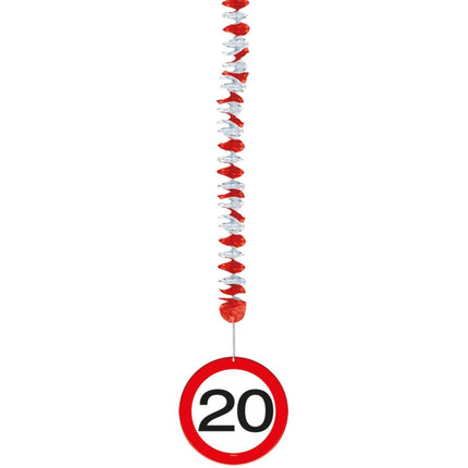 Hangdecoratie 20 Jaar Verkeersbord 75cm 3st - Partywinkel - 8714572051194