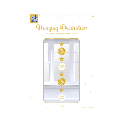 Hangdecoratie 21 Jaar Goud Wit 20,5cm van Paper Dreams koop je bij Partywinkel