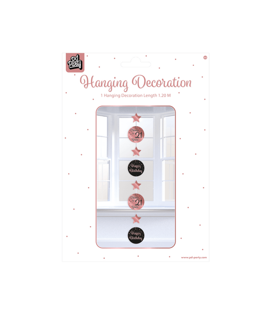 Hangdecoratie 21 Jaar Roze Zwart 20,5cm van Paper Dreams koop je bij Partywinkel