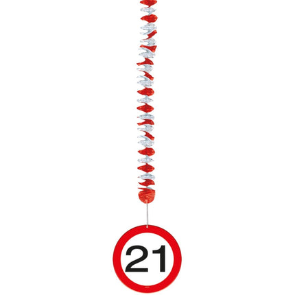 Hangdecoratie 21 Jaar Verkeersbord 75cm 3st van Folat koop je bij Partywinkel