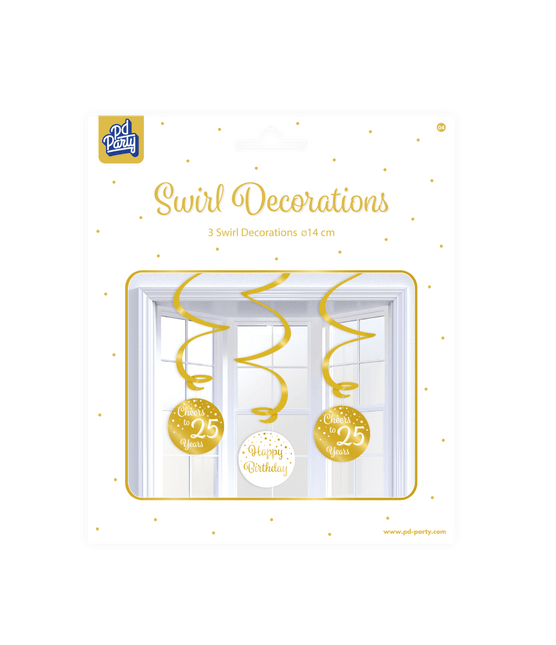 Hangdecoratie 25 Jaar Happy Birthday 17cm 3st van Paper Dreams koop je bij Partywinkel