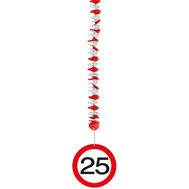 Hangdecoratie 25 Jaar Verkeersbord 75cm 3st van Folat koop je bij Partywinkel