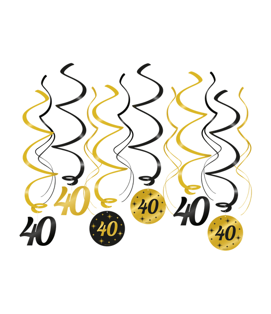 Hangdecoratie 40 Jaar 14cm 12st van Paper Dreams koop je bij Partywinkel