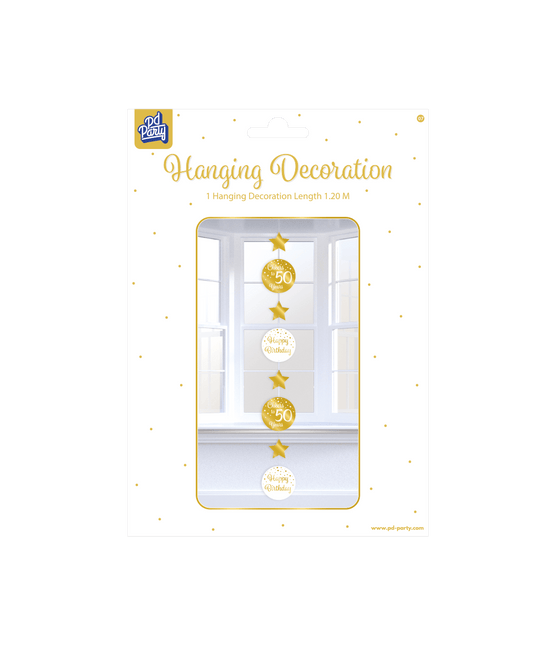 Hangdecoratie 50 Jaar Goud Wit 20,5cm van Paper Dreams koop je bij Partywinkel
