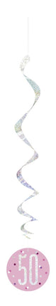 Hangdecoratie 50 Jaar Roze 81cm 6st van Unique koop je bij Partywinkel