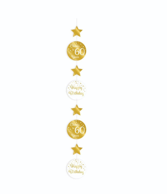 Hangdecoratie 60 Jaar Goud Wit 20,5cm van Paper Dreams koop je bij Partywinkel