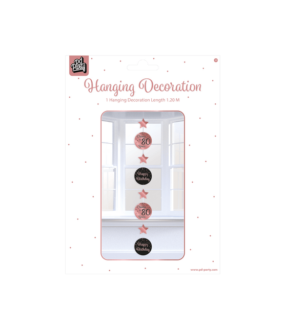 Hangdecoratie 65 Jaar Roze Zwart 20,5cm van Paper Dreams koop je bij Partywinkel