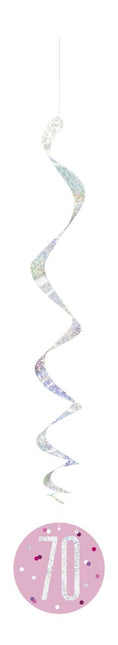 Hangdecoratie 70 Jaar Roze 81cm 6st van Unique koop je bij Partywinkel