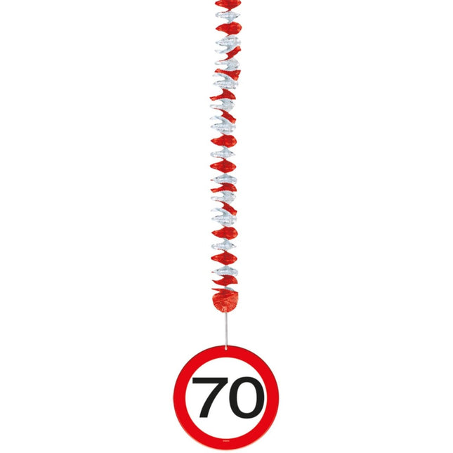 Hangdecoratie 70 Jaar Verkeersbord 75cm 3st van Folat koop je bij Partywinkel