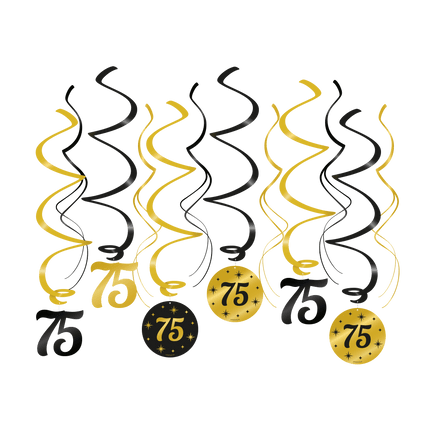 Hangdecoratie 75 Jaar 14cm 12st van Paper Dreams koop je bij Partywinkel
