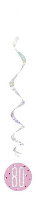 Hangdecoratie 80 Jaar Roze 81cm 6st van Unique koop je bij Partywinkel