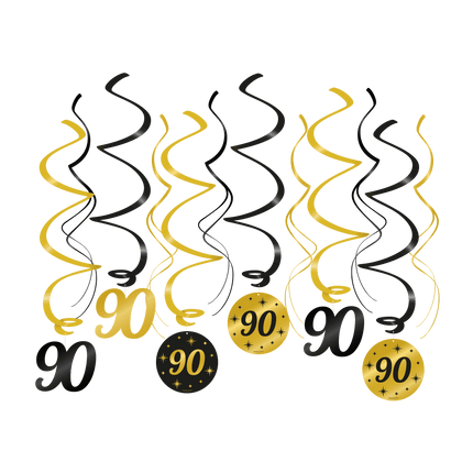 Hangdecoratie 90 Jaar 14cm 12st van Paper Dreams koop je bij Partywinkel