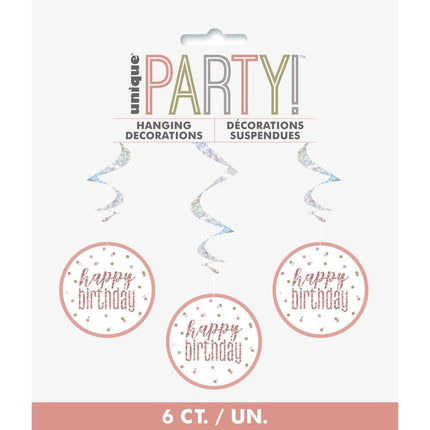 Hangdecoratie Happy Birthday Rose Goud 81cm 6st van Unique koop je bij Partywinkel