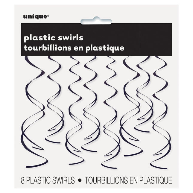 Hangdecoratie Zwart 66cm 8st van Unique koop je bij Partywinkel