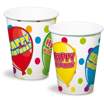 Happy Birthday Ballonnen Bekers 250ml 6st van Folat koop je bij Partywinkel