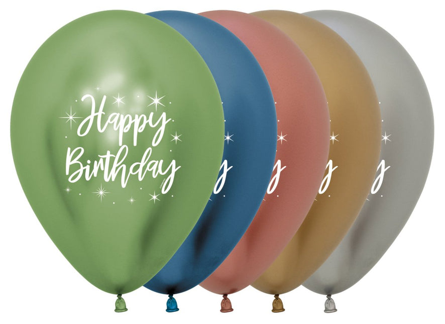 Happy Birthday Ballonnen Gekleurd 30cm 25st van Sempertex koop je bij Partywinkel
