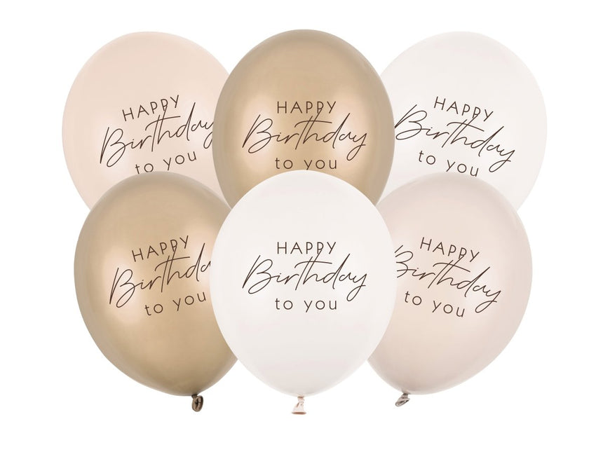 Happy Birthday Ballonnen Nude 30cm 6st van Partydeco koop je bij Partywinkel