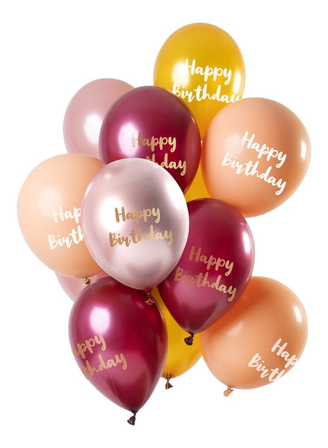 Happy Birthday Ballonnnen Roze 30cm 12st van Folat koop je bij Partywinkel