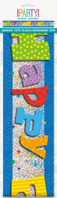 Happy Birthday Banner 3,65m van Unique koop je bij Partywinkel