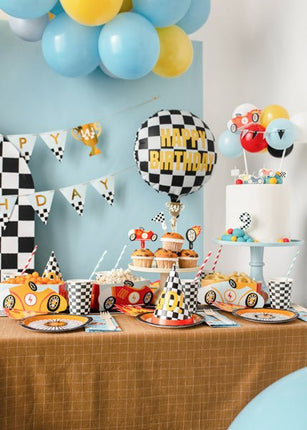 Happy Birthday Helium Ballon Race Vlag Leeg 35cm van Partydeco koop je bij Partywinkel