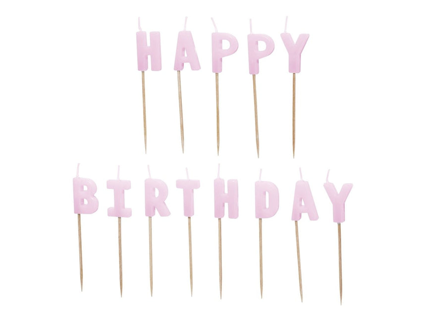 Happy Birthday Kaars Paars 13st van Partydeco koop je bij Partywinkel