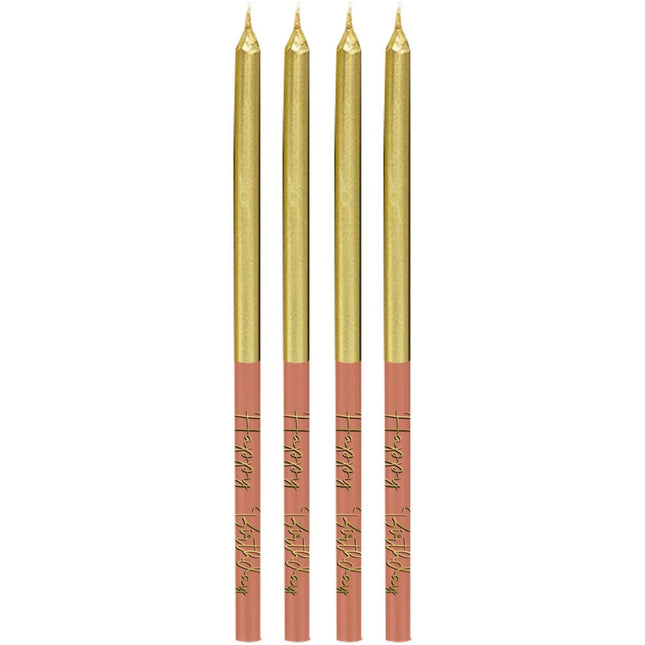 Happy Birthday Kaarsen Golden Dusk 12,5cm 16st van Folat koop je bij Partywinkel