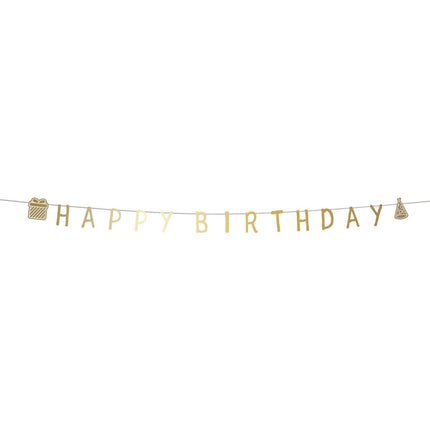 Happy Birthday Letterslinger Goud 2m van Folat koop je bij Partywinkel