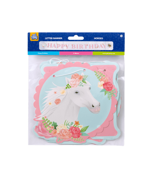 Happy Birthday Letterslinger Paarden 2,5m van Paper Dreams koop je bij Partywinkel