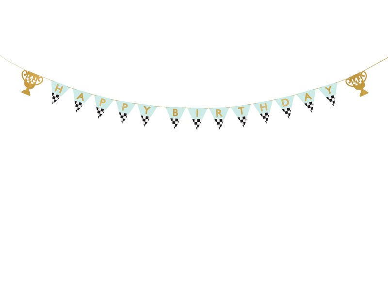 Happy Birthday Letterslinger Race Vlag 3m van Partydeco koop je bij Partywinkel