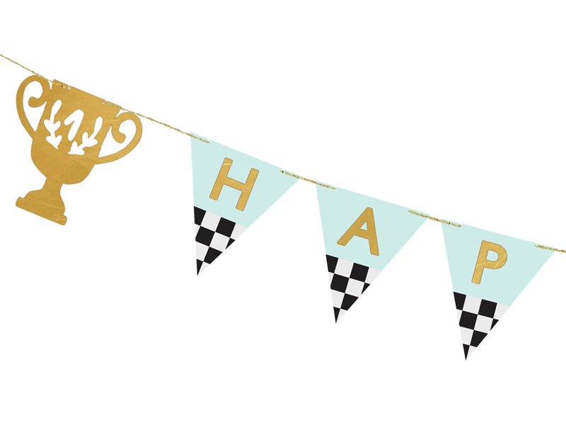 Happy Birthday Letterslinger Race Vlag 3m van Partydeco koop je bij Partywinkel
