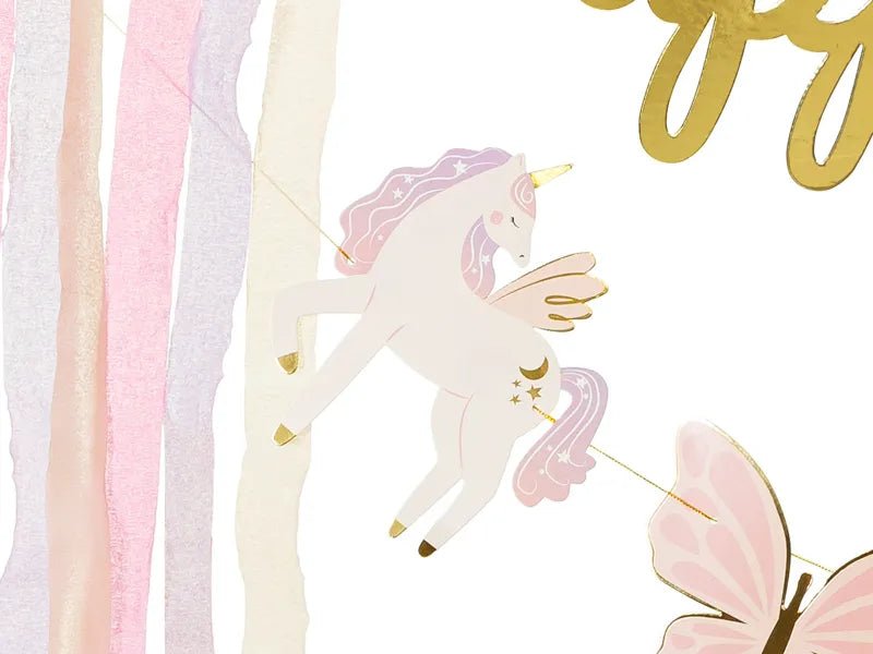 Happy Birthday Letterslinger Unicorn 2,3m van Partydeco koop je bij Partywinkel