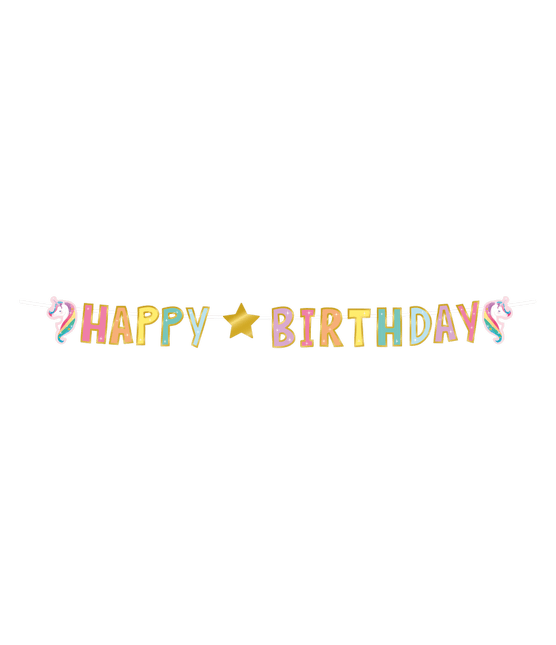 Happy Birthday Letterslinger Unicorn 2,5m van Paper Dreams koop je bij Partywinkel