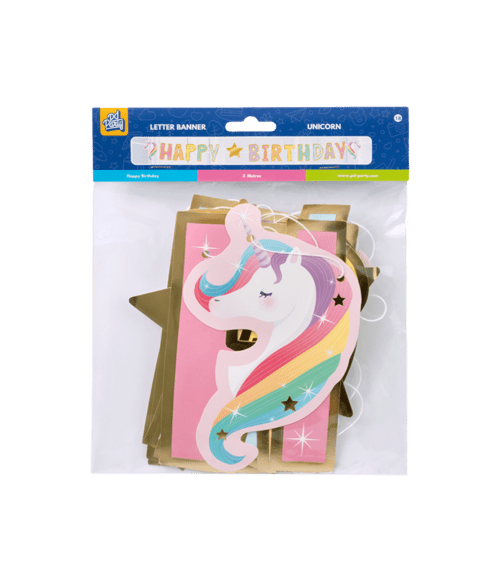Happy Birthday Letterslinger Unicorn 2,5m van Paper Dreams koop je bij Partywinkel