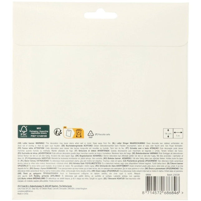 Happy Birthday Letterslinger Zwart 1,5m van Folat koop je bij Partywinkel