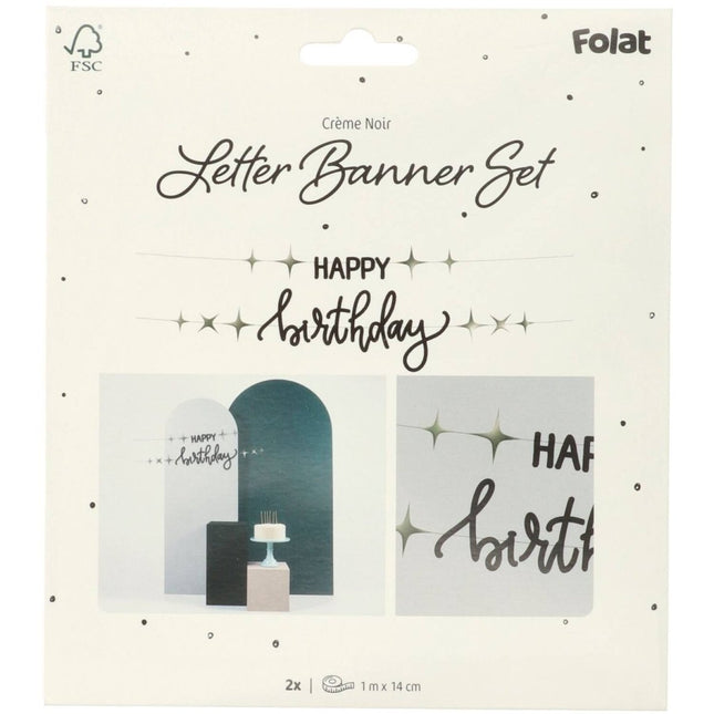 Happy Birthday Letterslinger Zwart 1,5m van Folat koop je bij Partywinkel