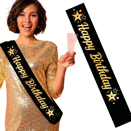 Happy Birthday Sjerp Zwart Goud - Partywinkel - 8434077311936