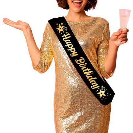 Happy Birthday Sjerp Zwart Goud - Partywinkel - 8434077311936