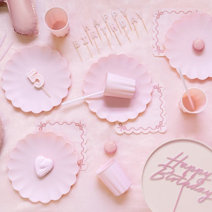 Happy Birthday Taarttopper Roze 16,5cm van Partydeco koop je bij Partywinkel