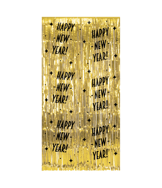 Happy New Year Deurgordijn Goud Zwart van Paper Dreams koop je bij Partywinkel