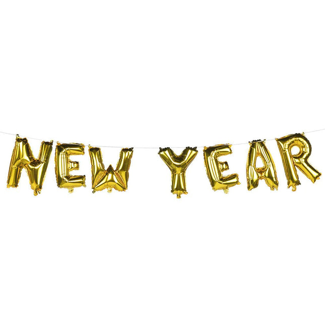 Happy New Year Letterslinger Folie Ballonnen 8m van Boland koop je bij Partywinkel
